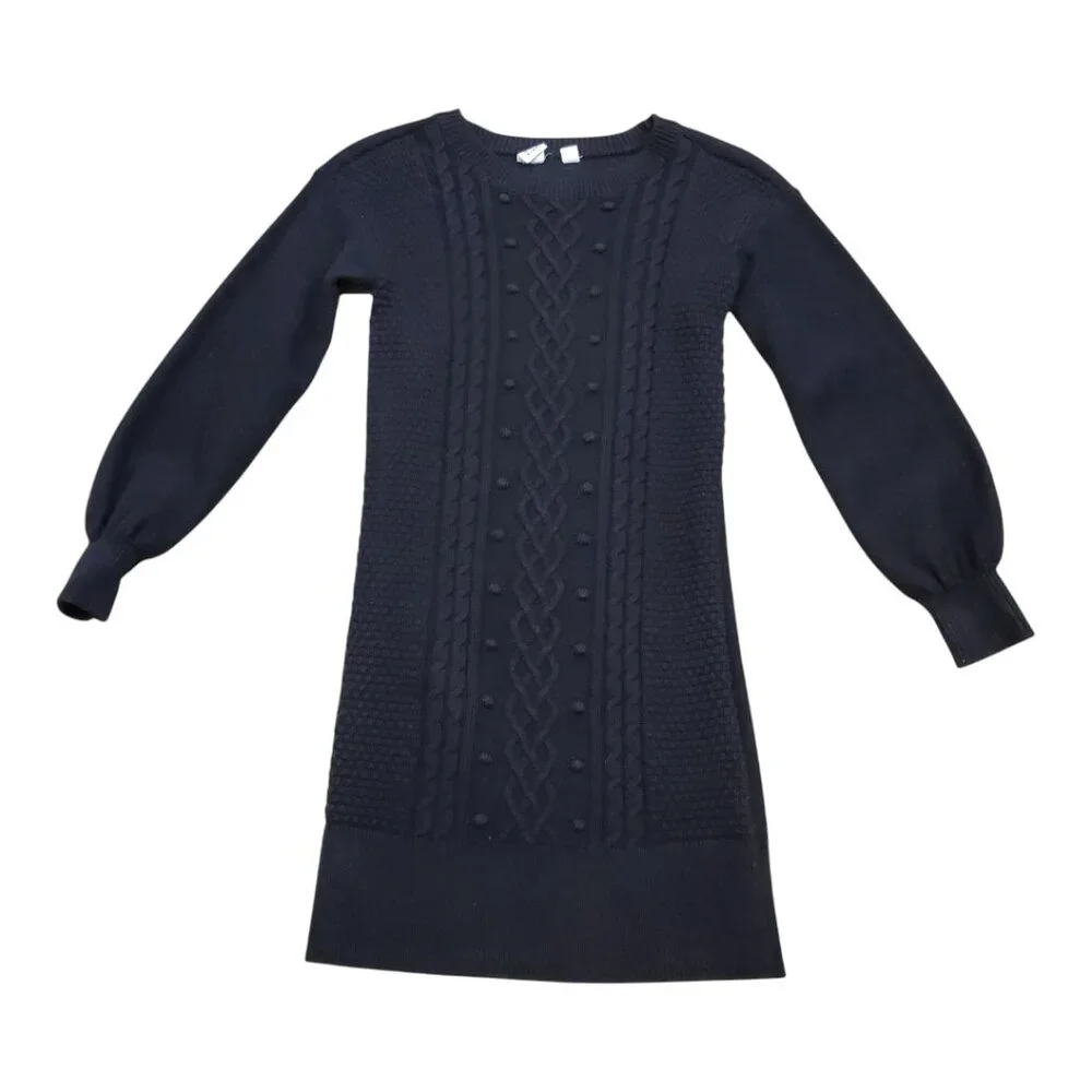 GAP KIDS Girl's 100% Cotton Cable Knit Sweater Dress in Black SZ M (8-9)